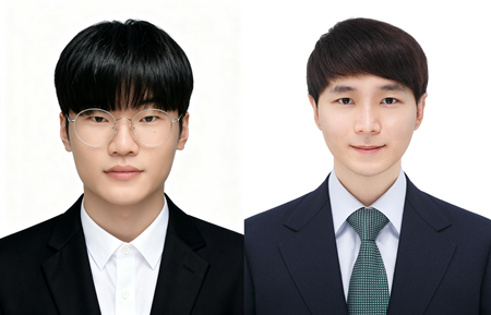 시계열 예측 AI 연구에 참여한 인공지능공학과 김민규 학부생(왼쪽)과 김도국 교수.